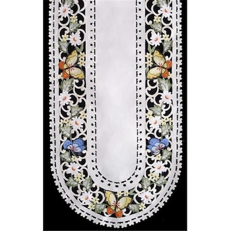 Sinobrite Sinobrite H7854-E Multicolor Butterfly Oval Runner; 16 x 45 in. H7854/E(16x45)